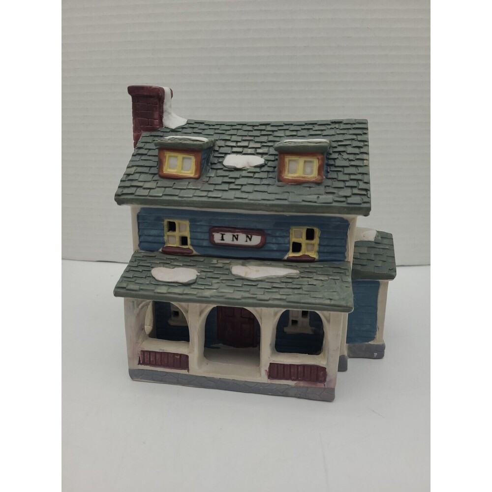 Porcelain Christmas Village Lighted Inn House Victorian Caldor Hand Painted